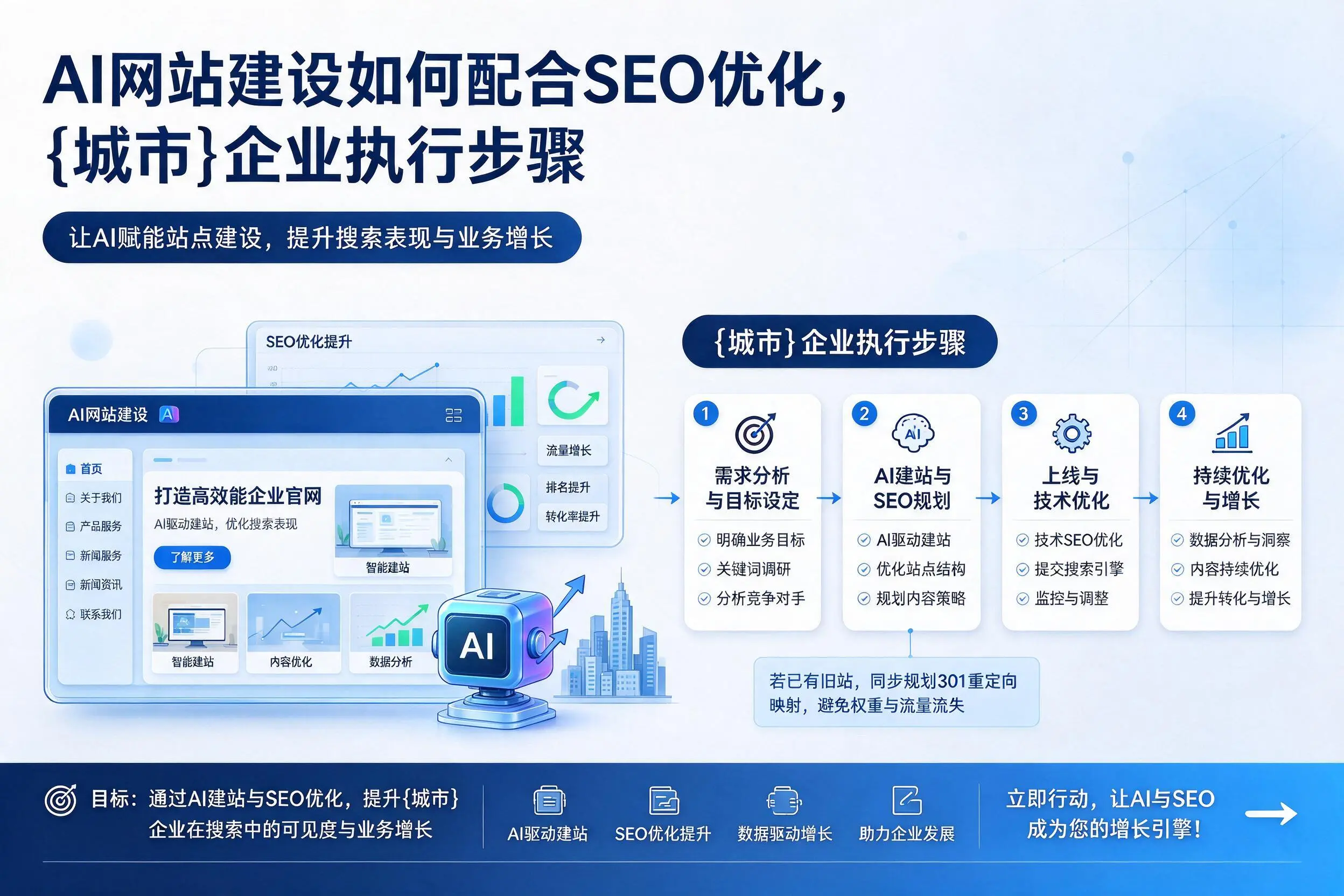 AI网站建设如何配合SEO优化,克孜勒苏企业执行步骤