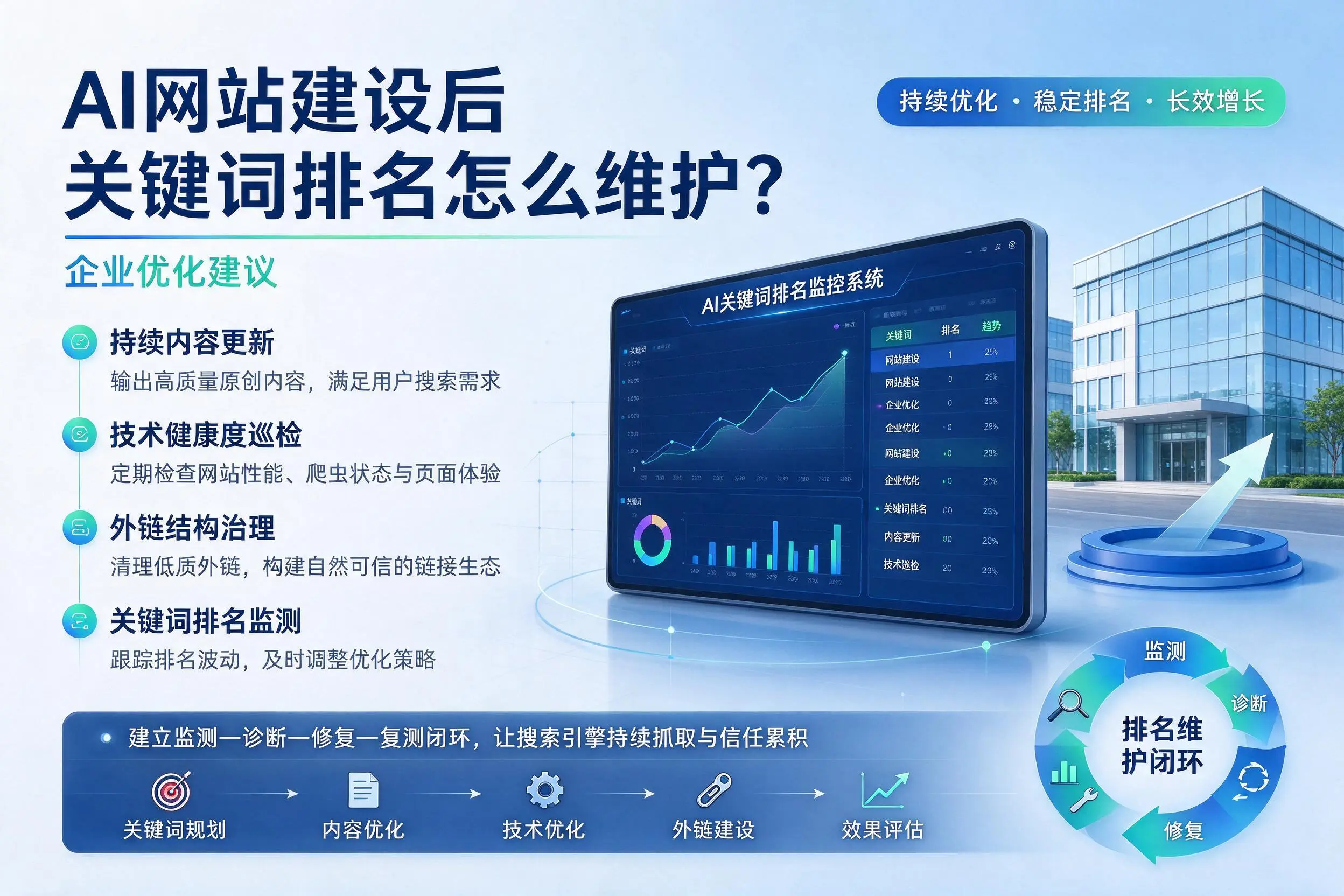 AI网站建设后关键词排名怎么维护？克孜勒苏企业优化建议