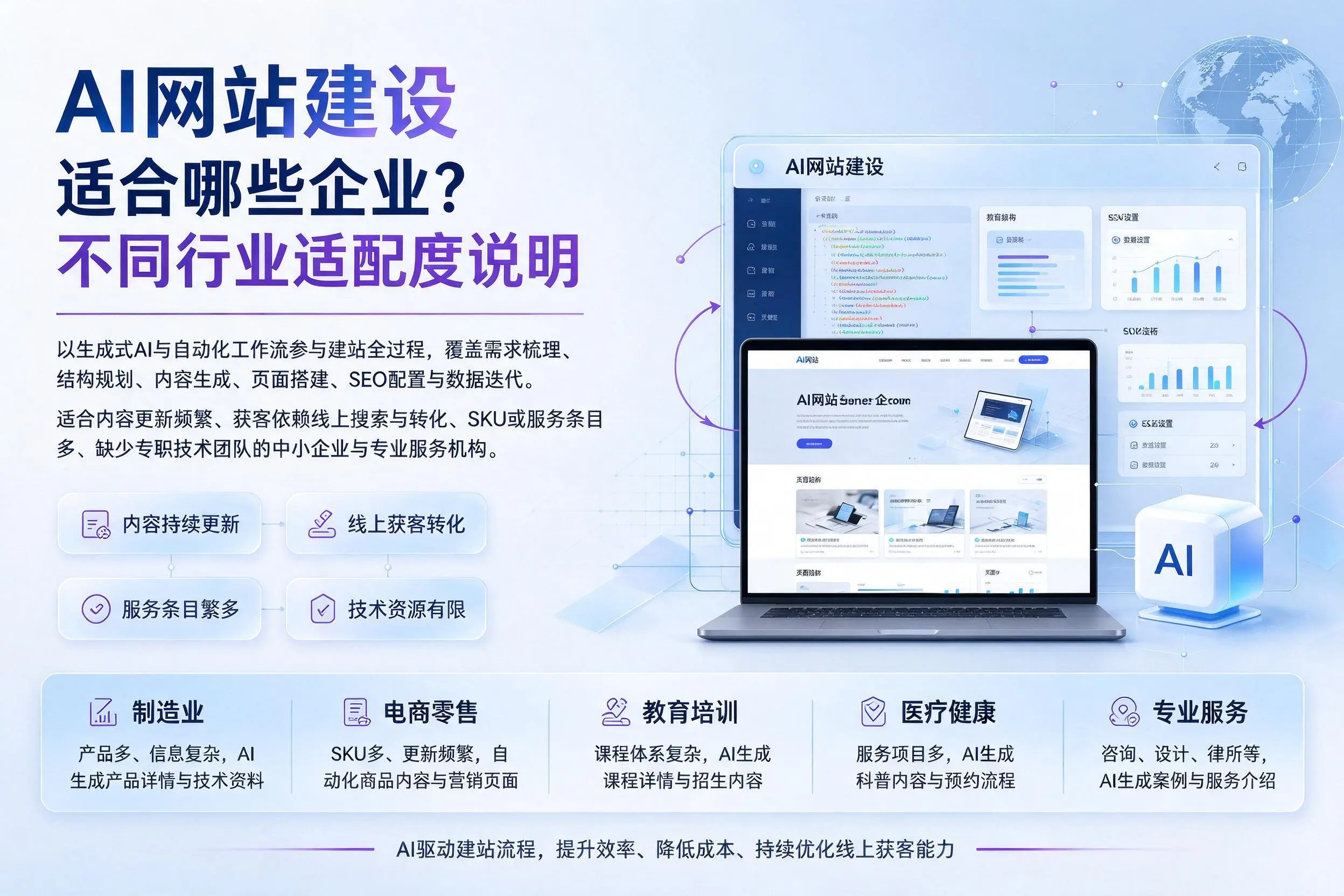 AI网站建设适合哪些企业？克孜勒苏不同行业适配度说明